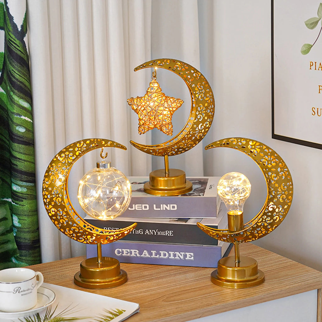 Ramadan Desk Lamp Led Moon Decoration Home Metal Kareem Light Eid