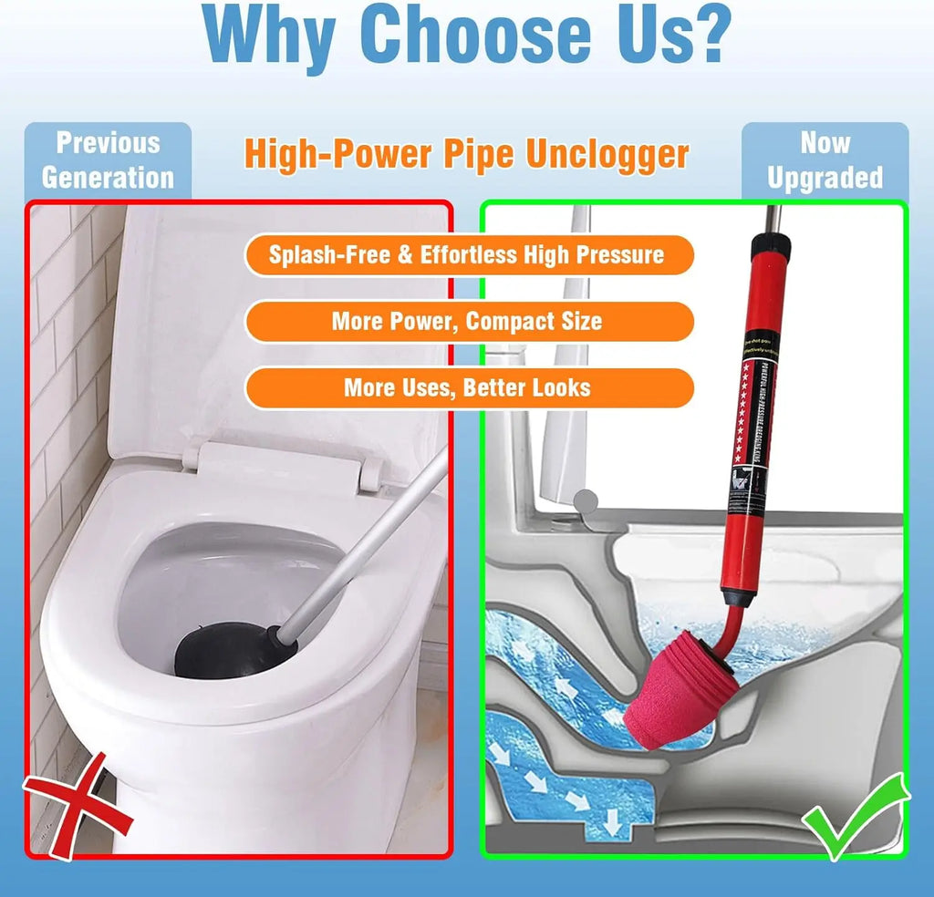 Pneumatic Toilet Plunger – Powerful Instant Drain Unclogger