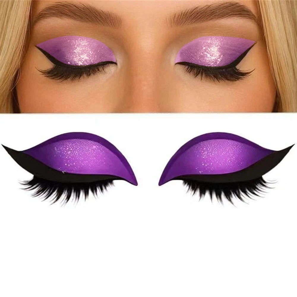 Reusable 1 Pair Lazy Eye Shadow Eyelash Patch 2-In-1 Makeup Sticker Zpaxo Purple