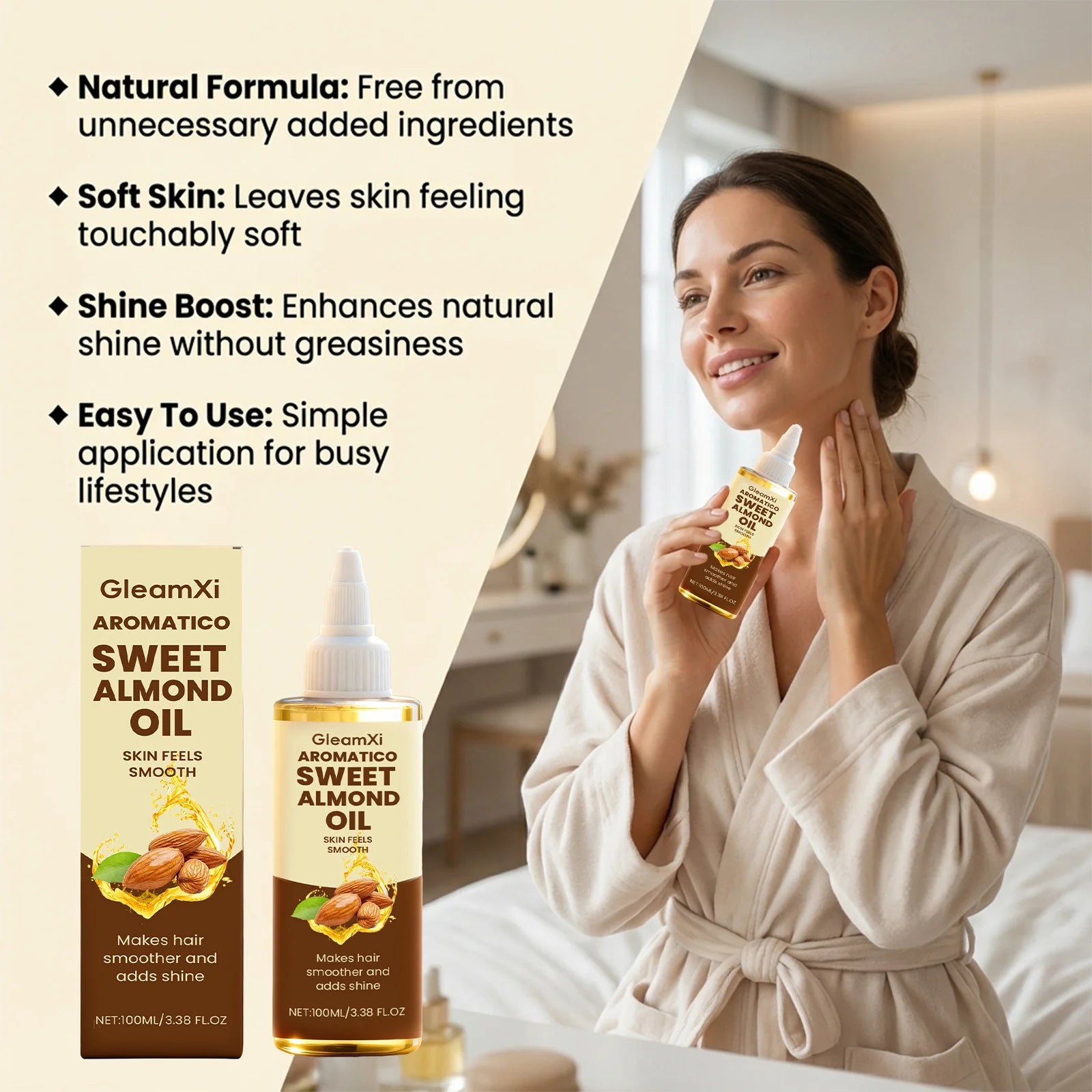 Almond Body Oil – Moisturizing, Firming & Hair Care Serum Body Oil Serum Zpaxo