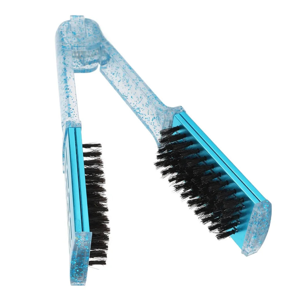 Multifunction Hair Straightener Clamp Brush Blue ABS Straightening Clamp Brush Exquisite Double Sided Straightener Brush Zpaxo