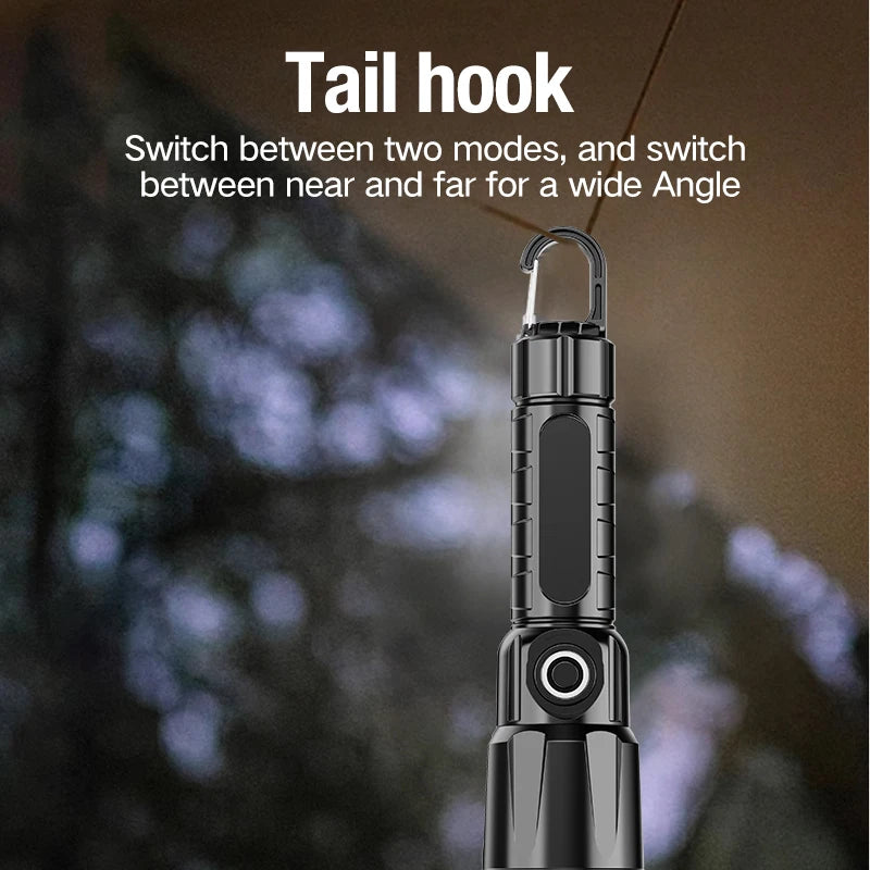 Multifunctional Outdoor Lighting Flashlight Hook Battery Display