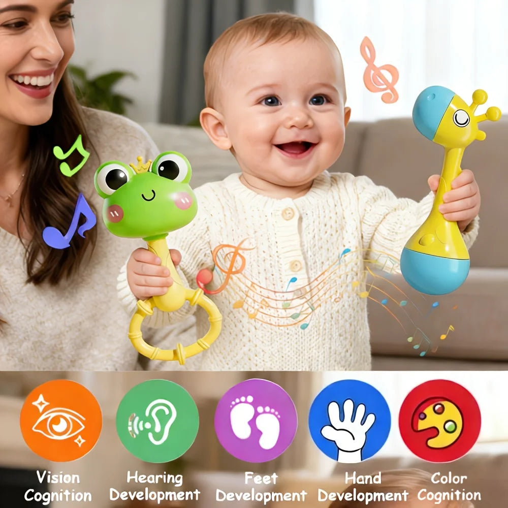 Cute Hand-held Rattles Colorful Animal Designs Hand Cranked Bell