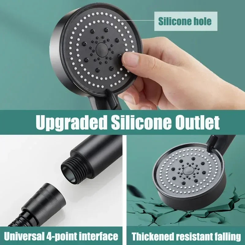 5 Modes Shower Head Set with Water Pipe Bracket Adjustable High Pressure Water Saving Shower Head Water Massage Shower Head Zpaxo