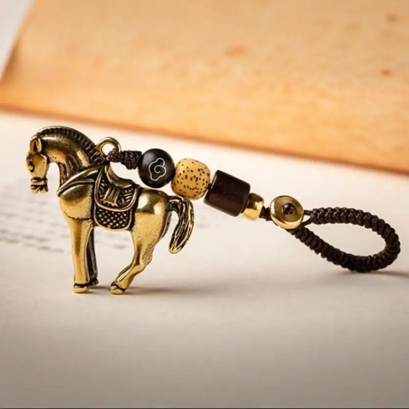 2026 Year Chinese Zodiac Horse Lucky Pendant Keychain Copper Feng