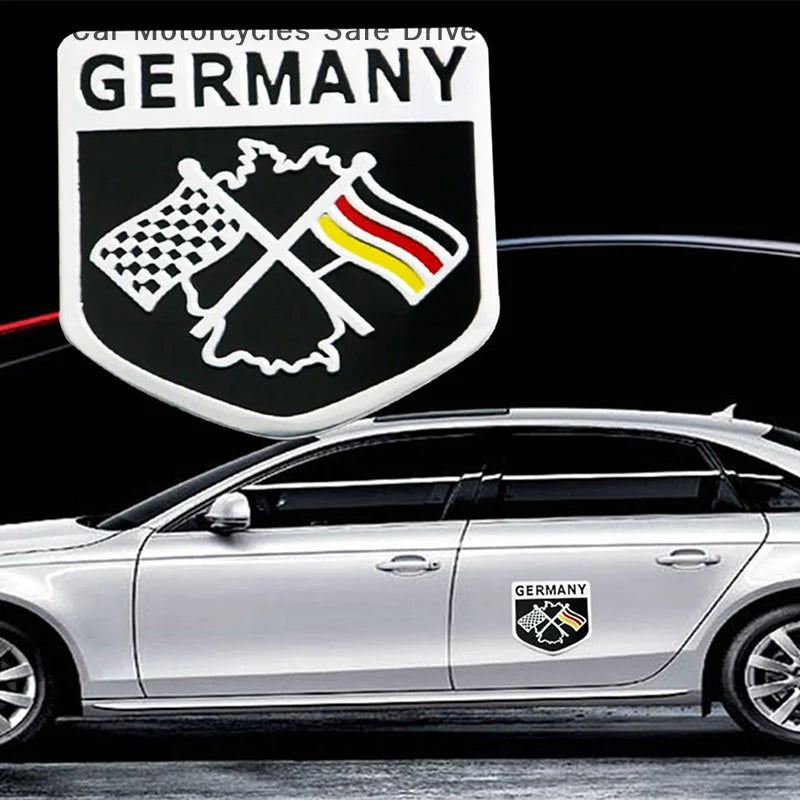 CM3D Aluminium Auto Car Emblem Germany German Flag Logo Grille Badge