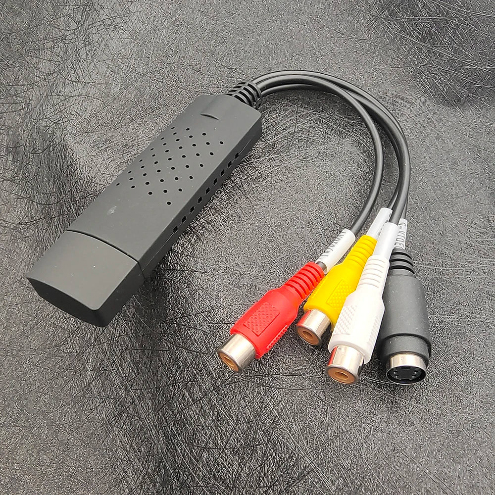 USB Video Capture Device USB 2.0 to RCA Cable Adapter for Video TV DVD VHS DVR Capture Adapter Support for Win10 Zpaxo black
