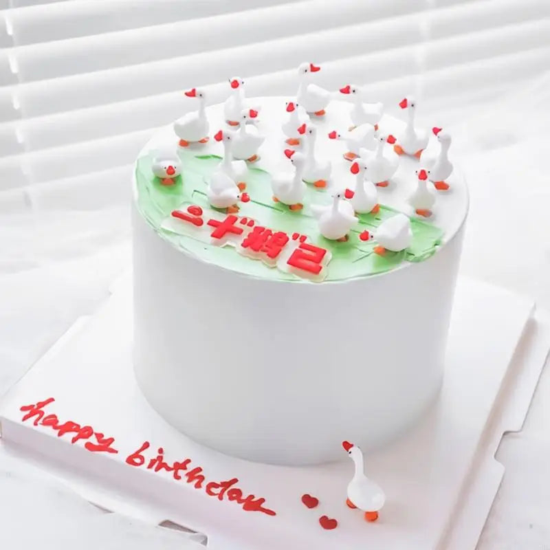 Soft Rubber Duck Cake Ornament Tiny Geese Shaped Cake Decoration For Kids Birthday Family Gathering Festival Occasion Zpaxo