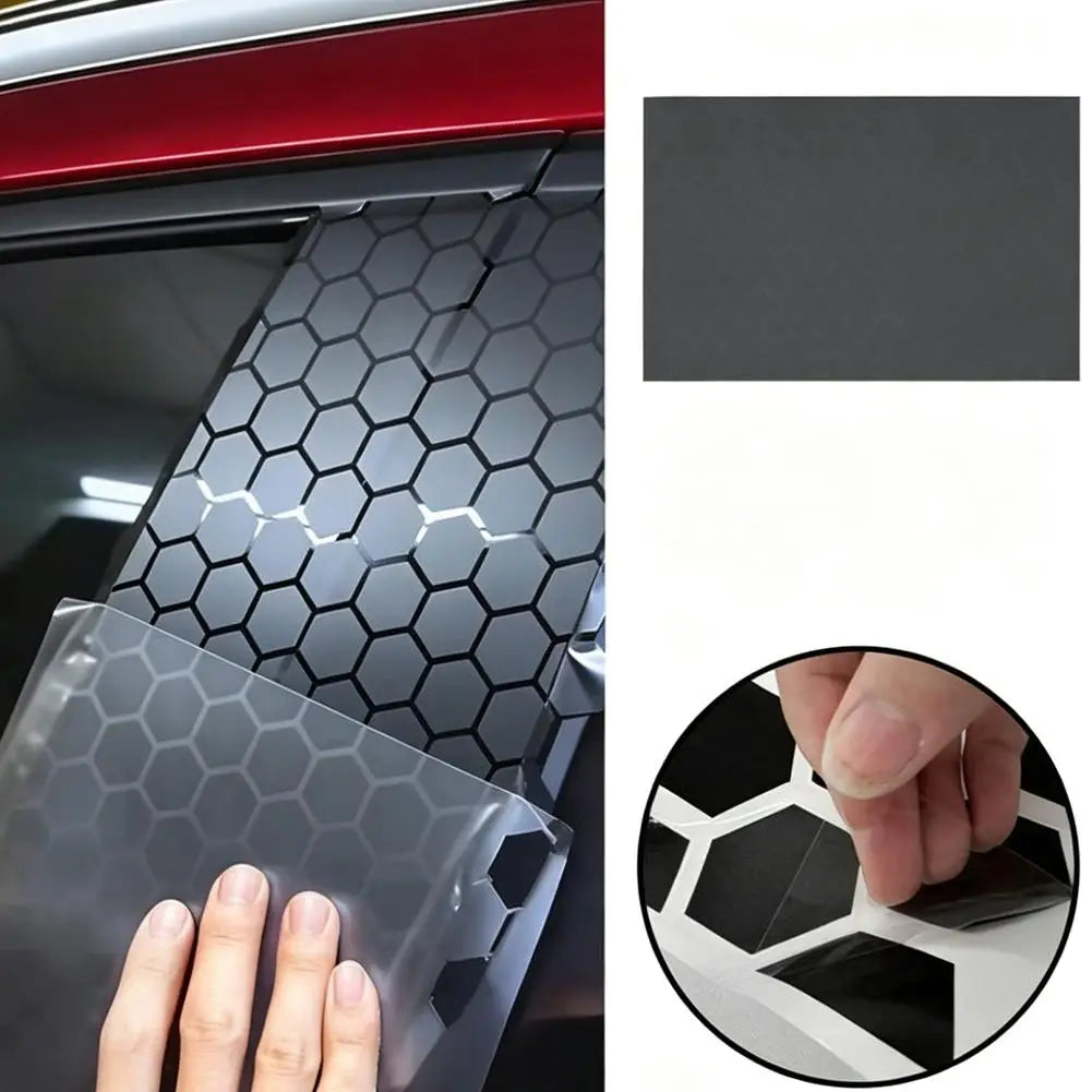 75x50cm Matte Black Honeycomb Car Window Sticker 3D Hexagonal Self-Adhesive Sun Shade Privacy Protection Film Zpaxo