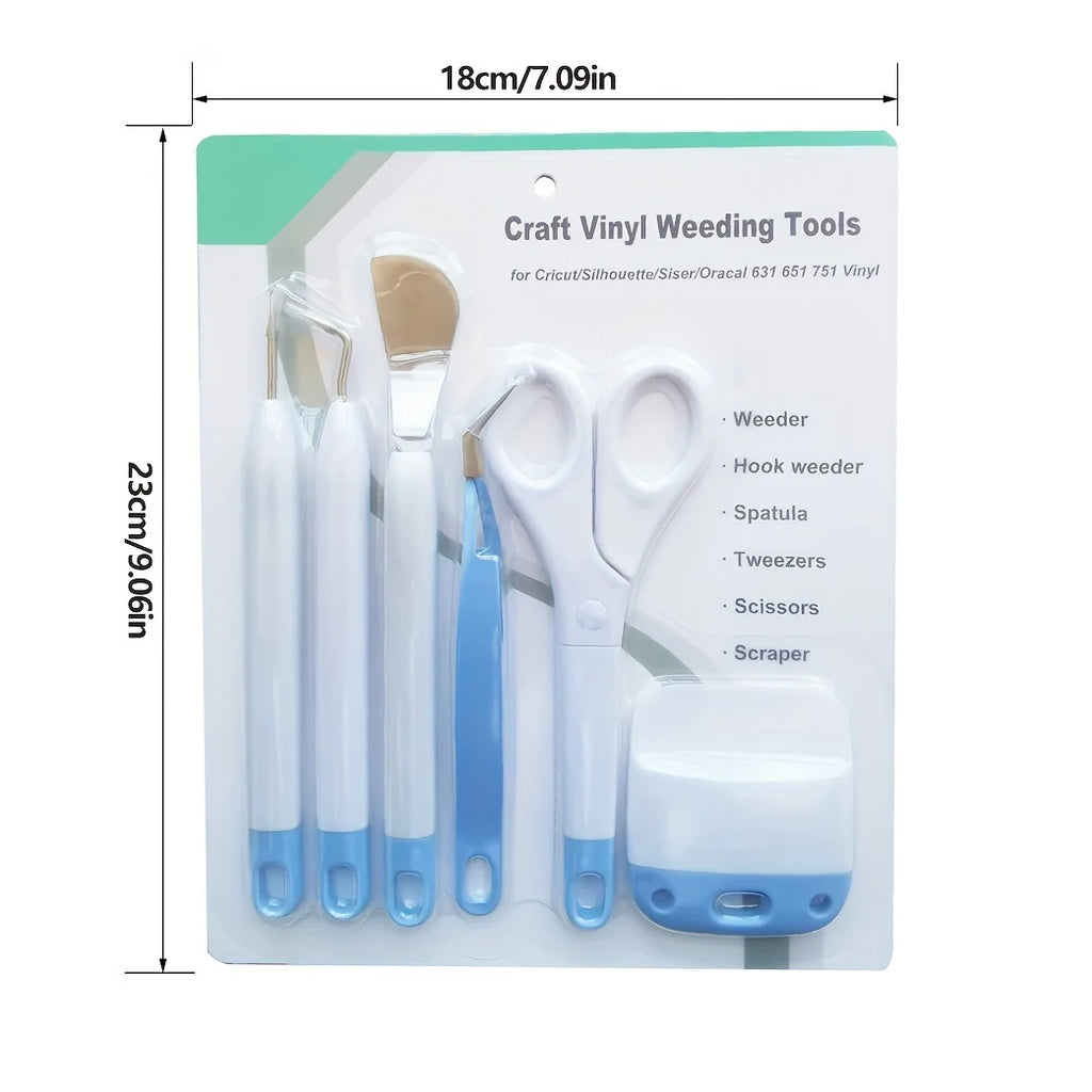 6Pcs Craft Weeding Tools Set for Vinyl, Basic Weed Removal Tool Kit, Tweezers, Scissors, Spatula, Weeder, Scraper Zpaxo