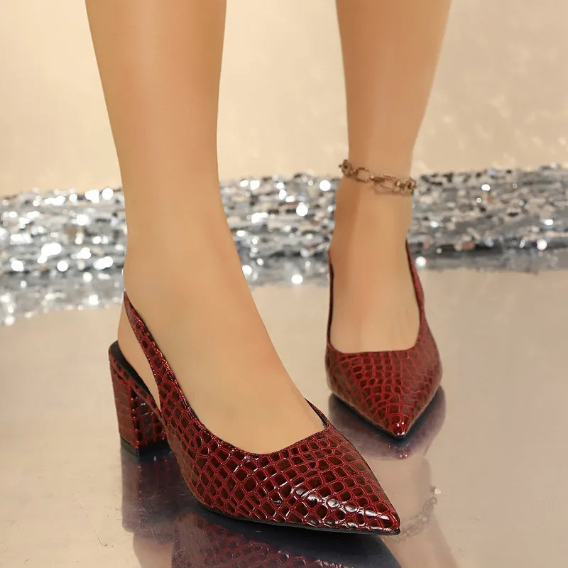 Summer Women's Fashionable Elegant Pointed Toe Heels Women Retro Zpaxo