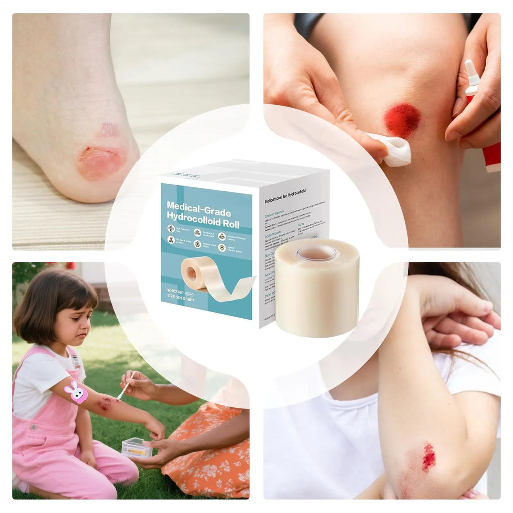 Hydrocolloid Bandages Roll 16.4ft Hydrocolloid Patch Bandages Waterproof Cuttable Pad for Daily Wear Face Body Burns Gym Zpaxo