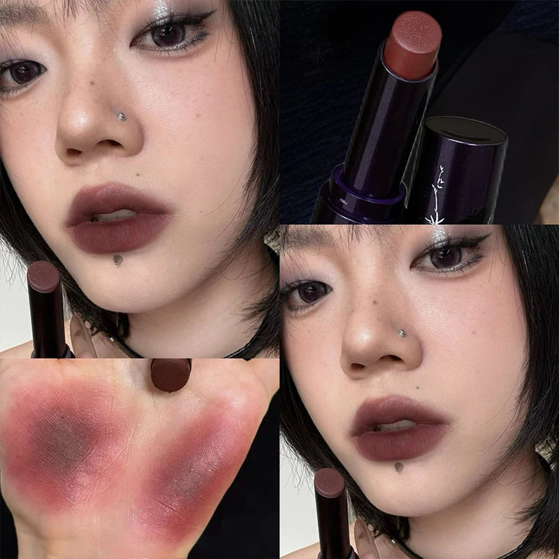 6-color Matte Velvet Lipstick Smooth Waterproof Lasting Lip Stick Solid Lip Gloss Sexy Dark Red Fine Glitter Lip Glaze Makeup Zpaxo 06