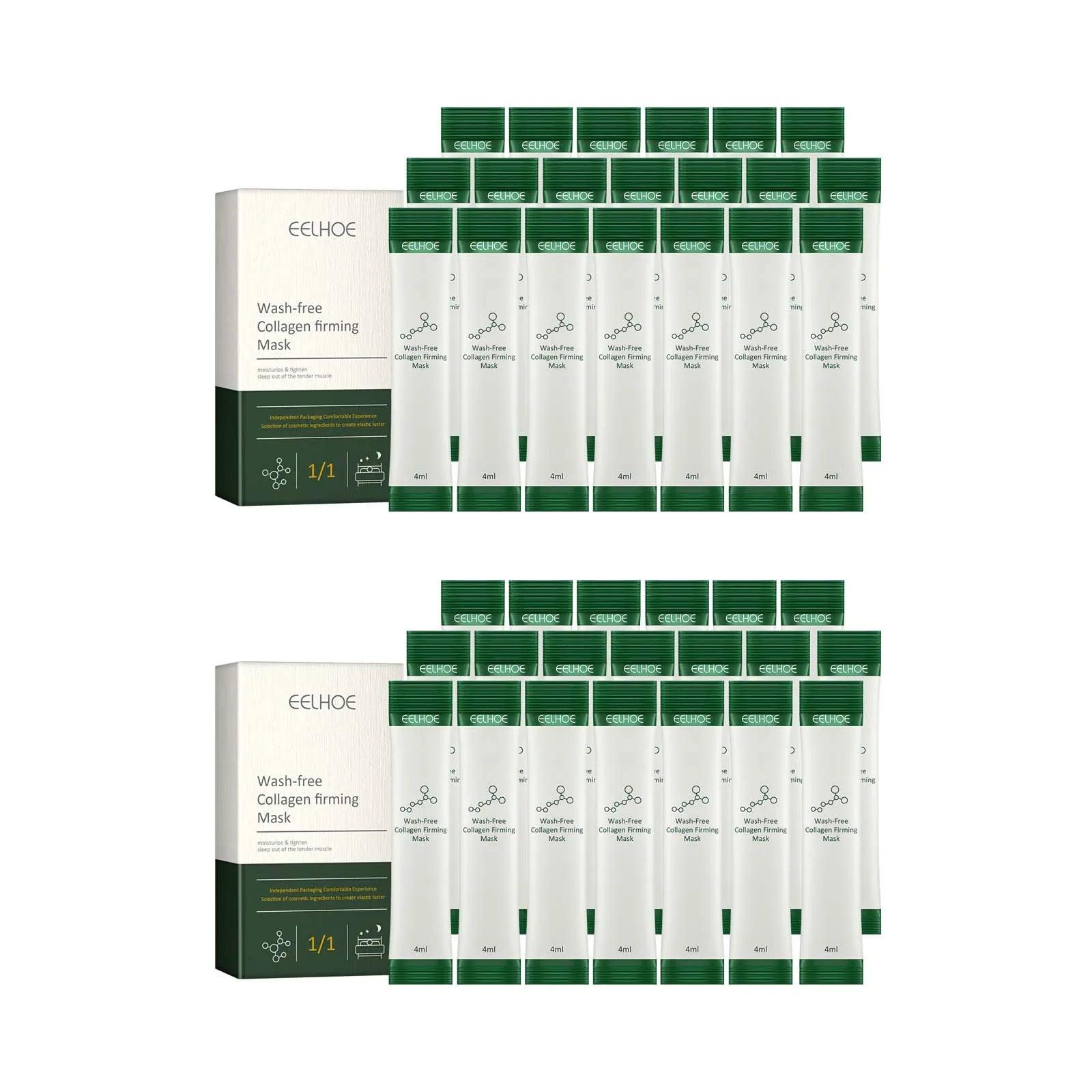 20Pcs Collagen Firming Mask Moisturizing Anti-Aging Hydrating Wash-Free Sleeping Facial Masks Nourishing Smooth Skin Care Zpaxo 2 x 20Pcs