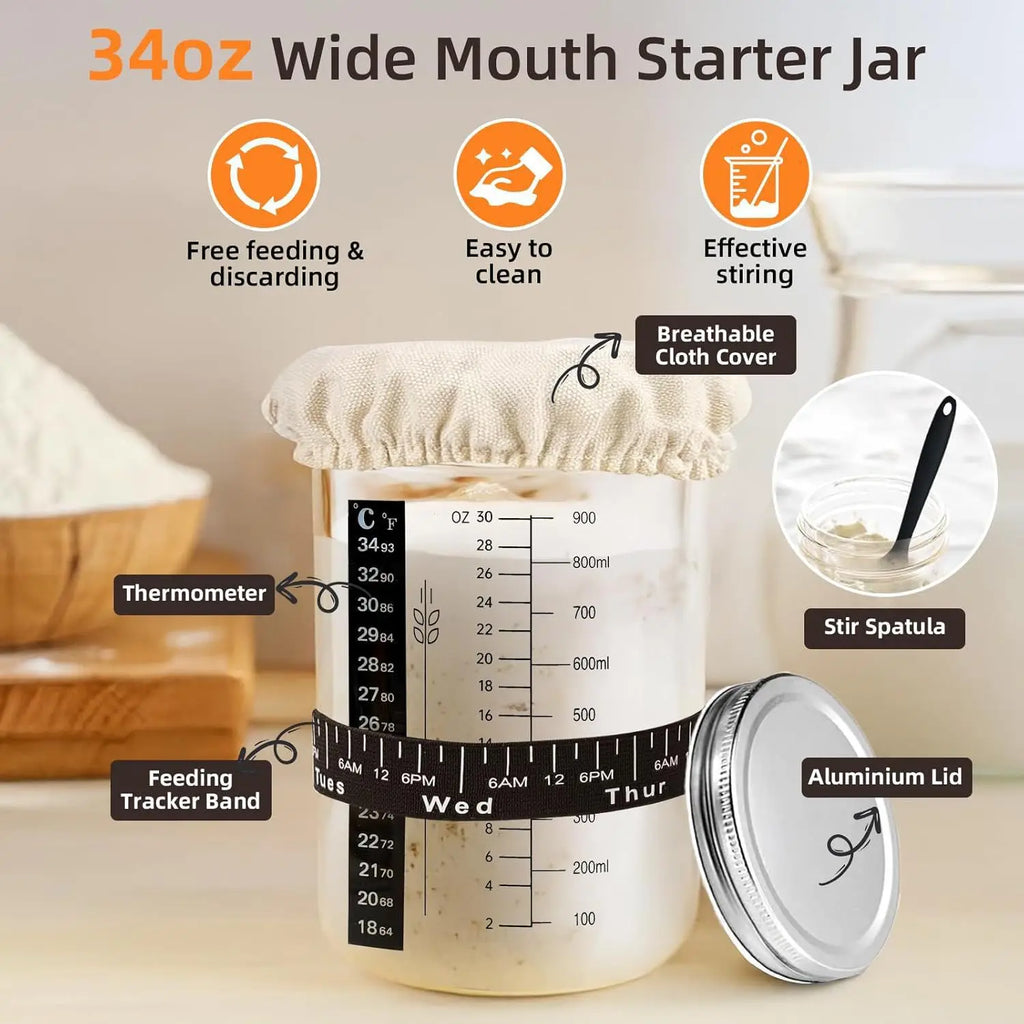 Yeast Starter Kit Proofing Basket Set Round Fermentation Basket Scraper Baking Mixer, cutter, beater, French bread utensils Zpaxo