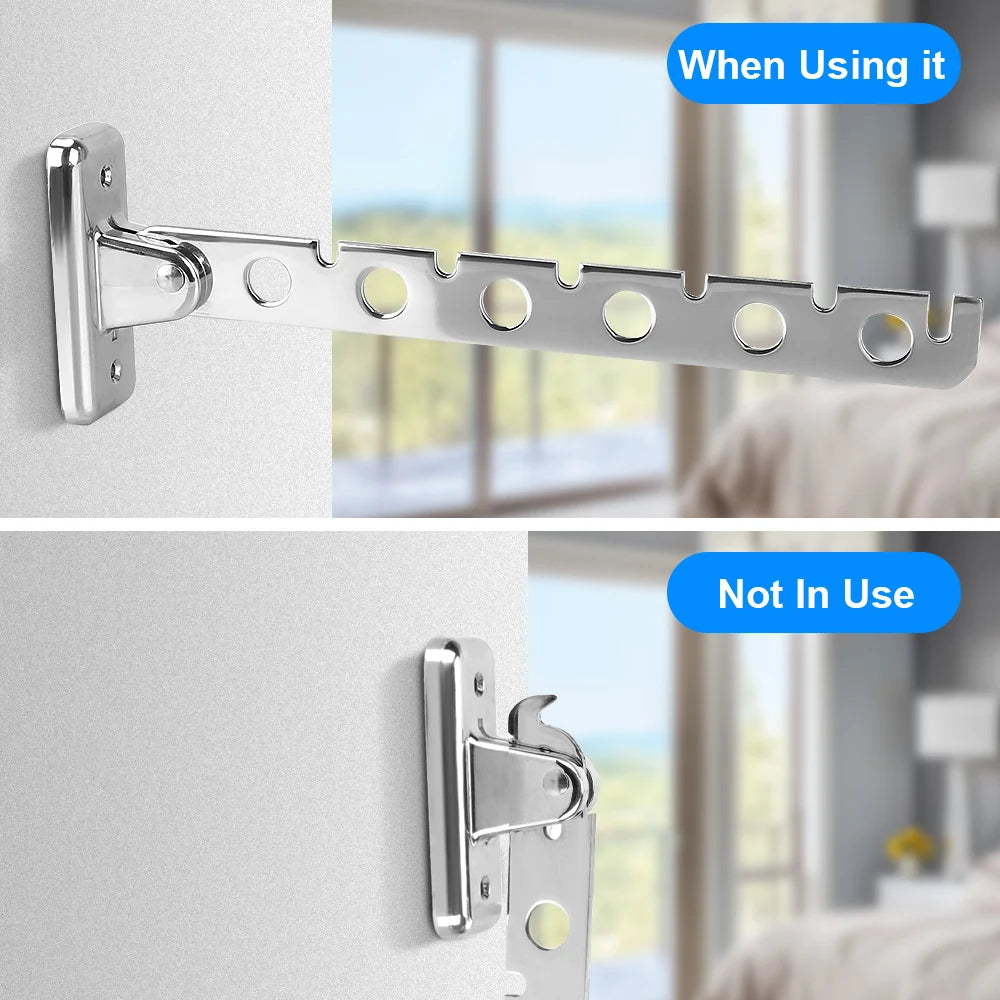 Indoor Space Saving Stainless Steel Wall Mounted Clothes Folding