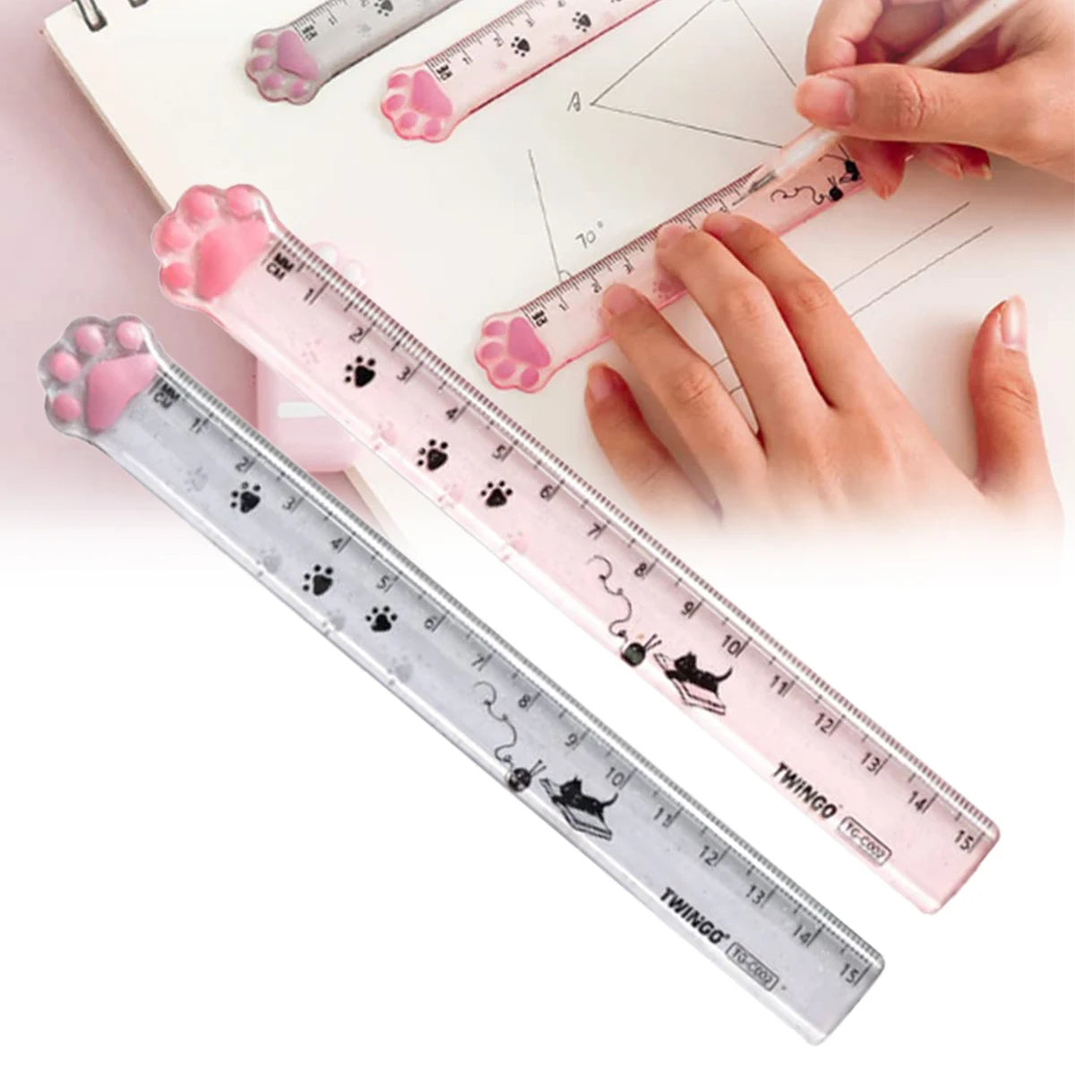 15cm Kawaii Cat Claw Ruler – Cute Cartoon Plastic Straight Edge
