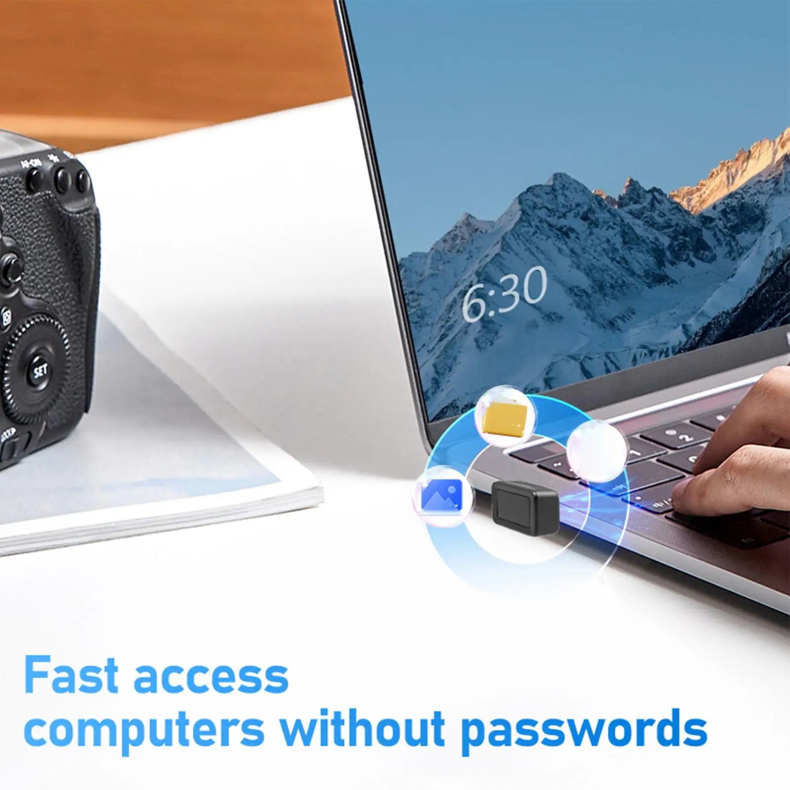 USB Fingerprint Reader Laptop Windows 10 11 Scanner 360 Degree Touch