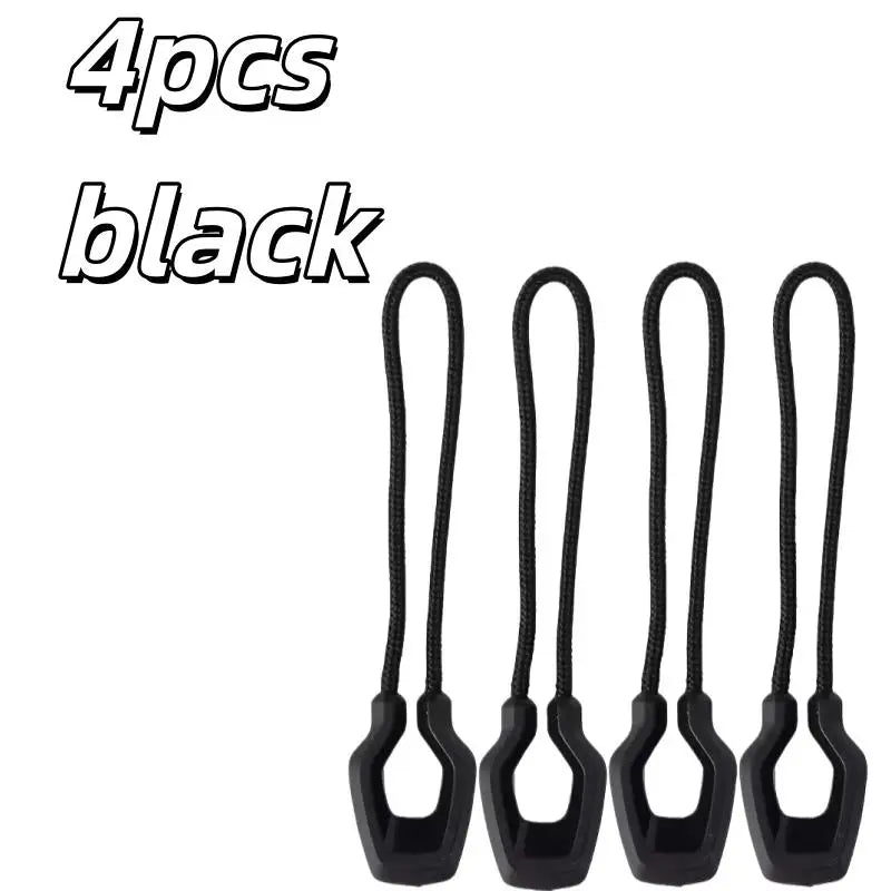 4pcs Stylish Zipper Pulls – Durable Extensions for Bags & Jackets, Handy Replacement Accessories Zpaxo 4pcs black