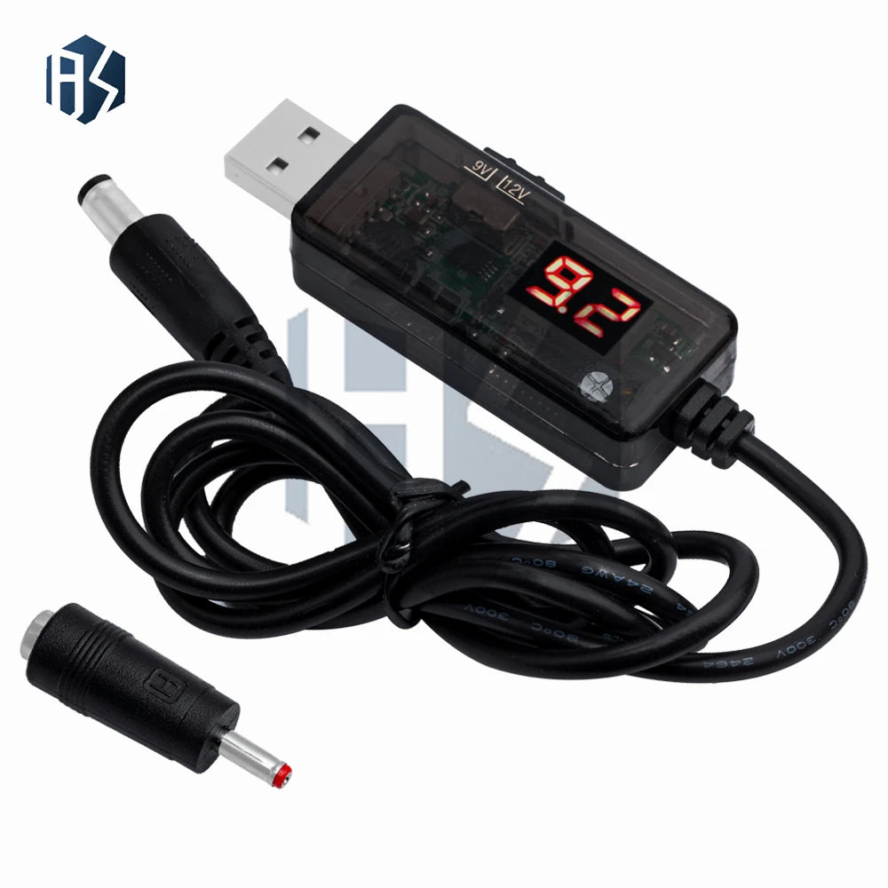 USB 5V Step-Up Boost Cable 9V/12V Output 3.5×1.35mm DC Plug Power Cord for Router Modem Zpaxo