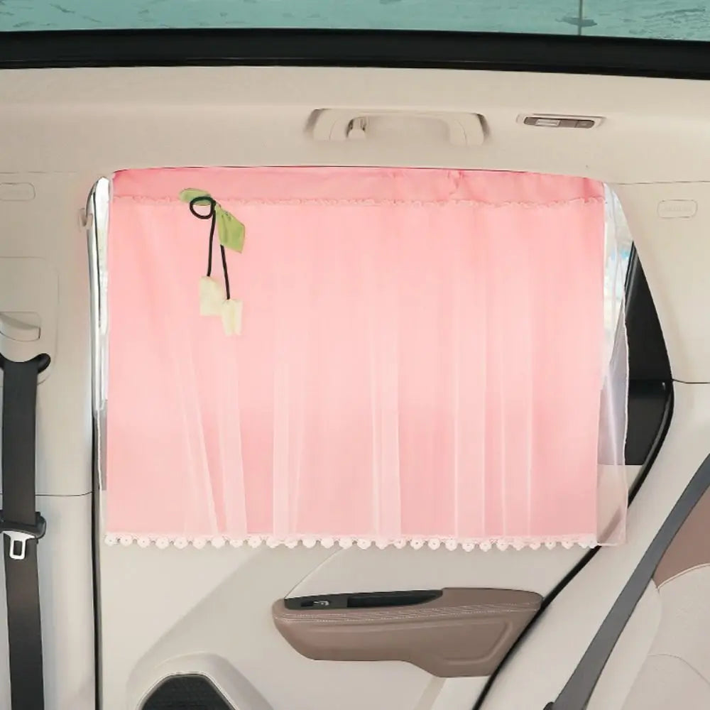 Lace Flower Fringe Suction Cup Car Sunshade Mount Double-layer Design Zpaxo