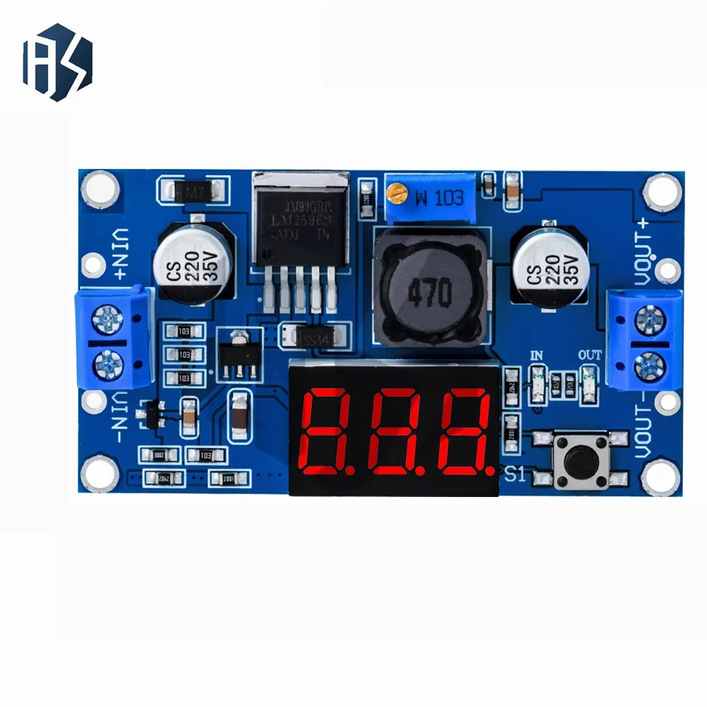 ‌LM2596S Adjustable Buck Converter Module – 4-40V to 1.3-35V DC-DC Step-Down Regulator with 3A/92% Efficiency | Overcurrent Zpaxo