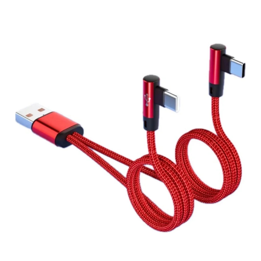 2-in-1 Elbow USB-C Fast Charging Splitter Cable 1.2M USB-C Charging Cable Zpaxo