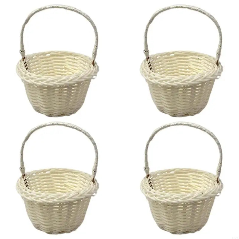 Artifical Rattan Hand Baskets Versatile Baskets for Wedding and Home Storage Zpaxo White CN