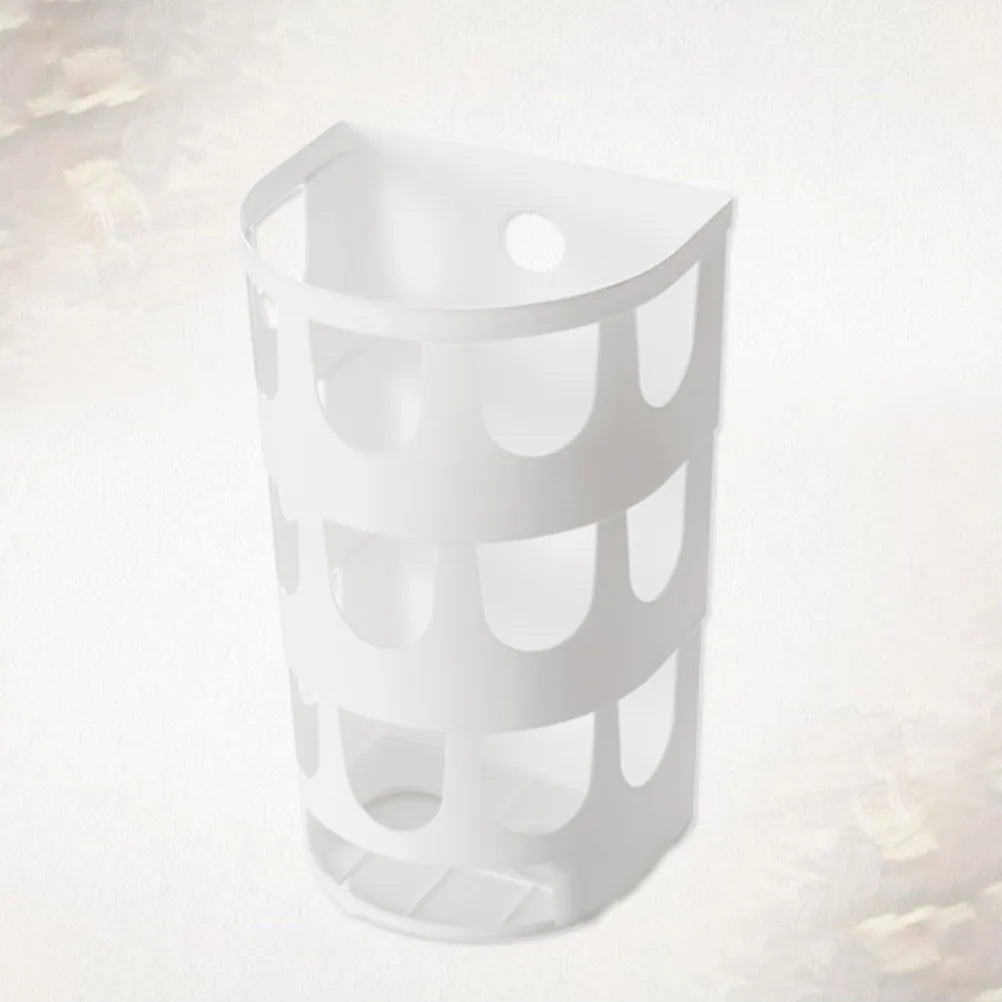 Garbage Bag Storage Box White Wall Mounted Hollow Design Adhesive