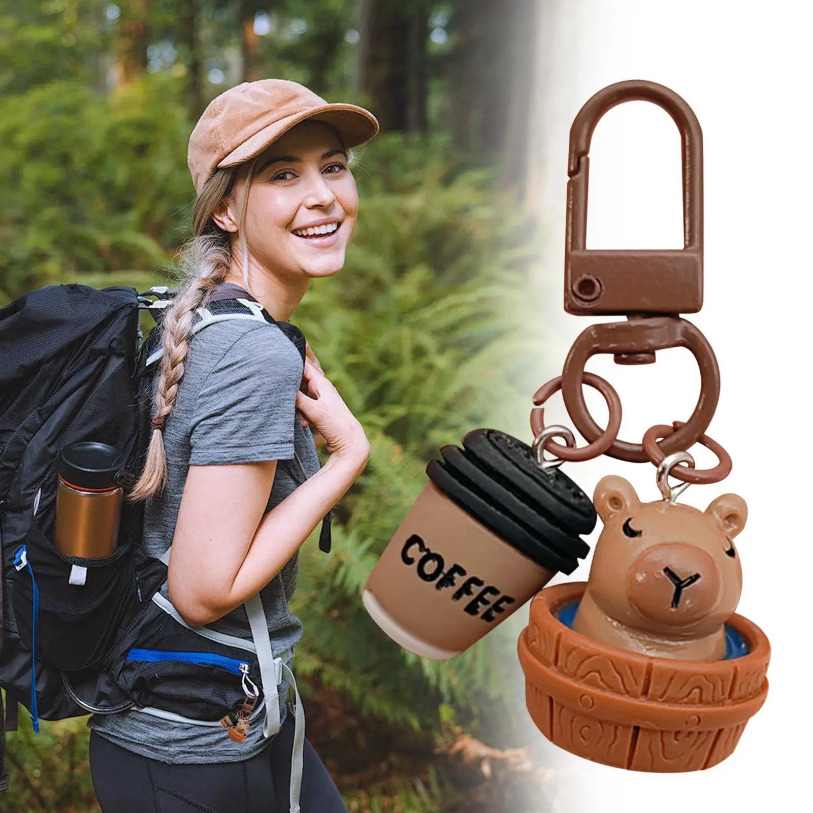 Capybara Bag Charm Cute Realistic Portable With Metal Hook Funny Animal Capybara Keychain For Backpacks Mobile Phones Cameras Zpaxo