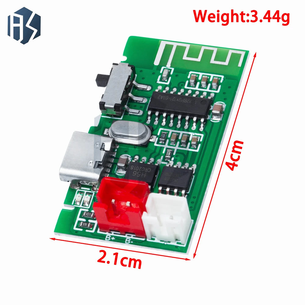 3W Mono Bluetooth 5.0 Amplifier Board - 4Ω PCBA with 3.7V Li-ion Charging Circuit & DSP Audio Processing Zpaxo