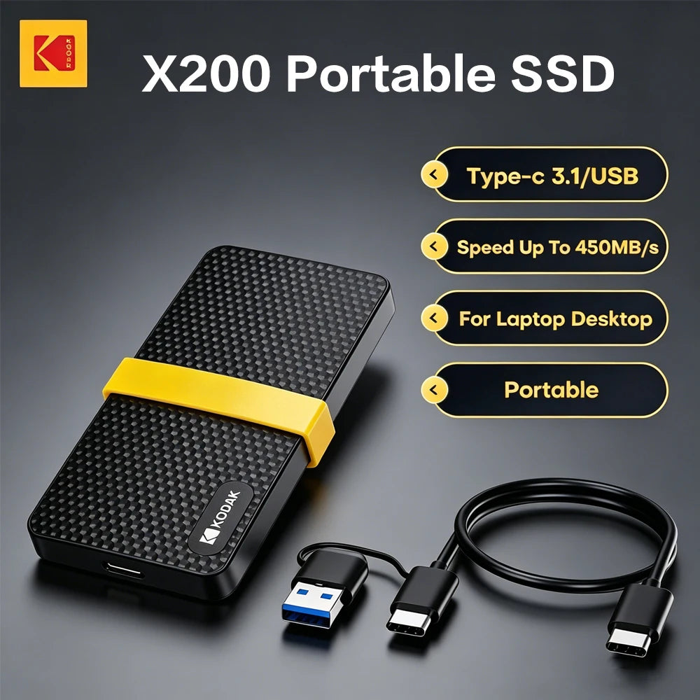 Kodak X200 1TB Portable SSD USB 3 1 Type-c External Solid State Drive Zpaxo