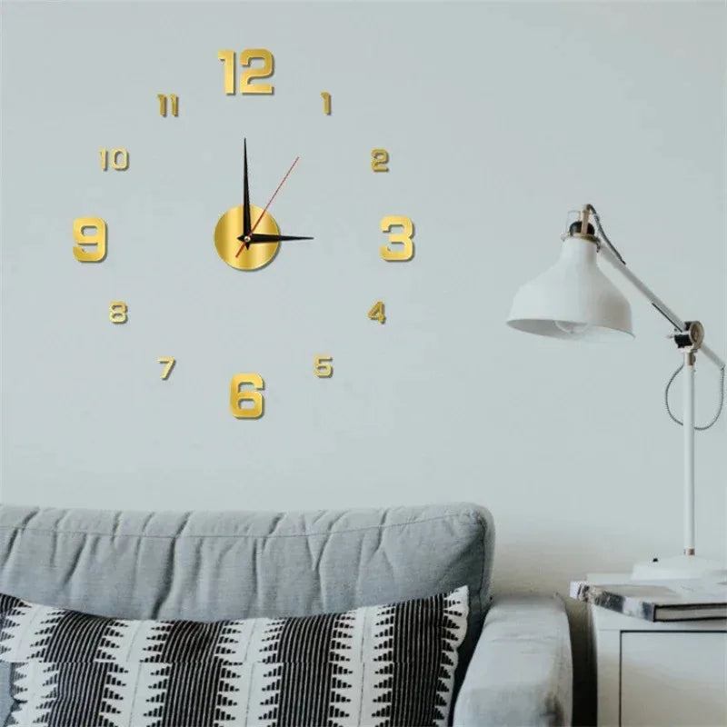 Luminous 3D Frameless Acrylic Wall Clock Digital Silent Living Room