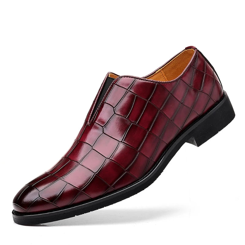 Mens Classic Temperament Brown Crocodile Embossed Leather Loafers Zpaxo 677 Red 44 China Mainland