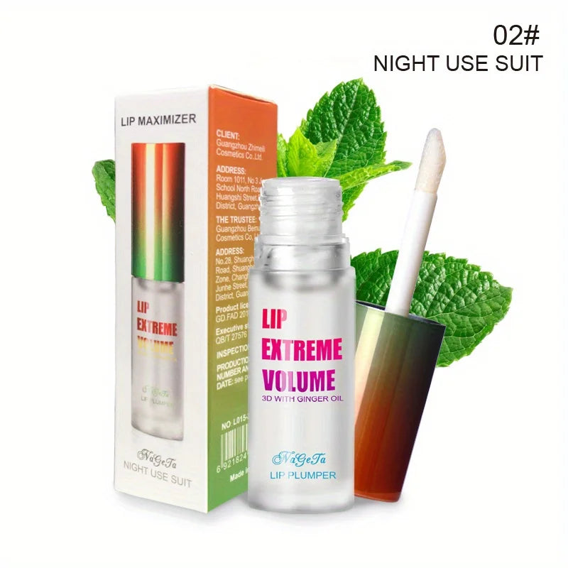 Lip Plumper Fuller Healthy Enhancer Ginger And Mint Plant Lip Gloss Oil Moisturizing Beauty Lips Sexy Lips Zpaxo NIGHT USE SUIT