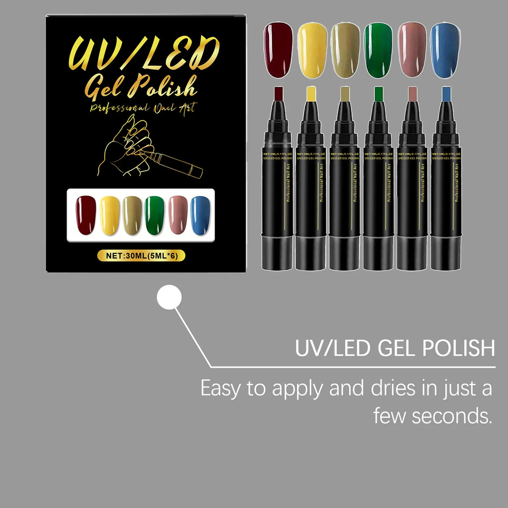 6-Color Nail Polish Pen Set – Quick Dry DIY Nail Art Pens Nail Art Pen Set Zpaxo