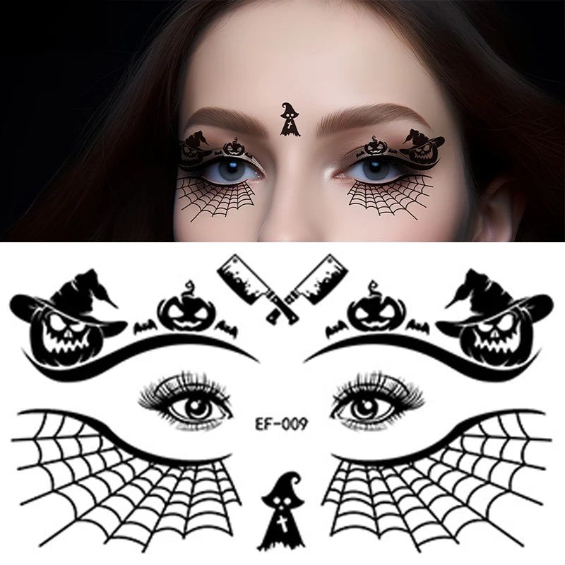 10 Sheets Spider Web Temporary Tattoos for Men Women Realistic Face Tattoo Stickers for Halloween Party False Tattoo Waterproof Zpaxo
