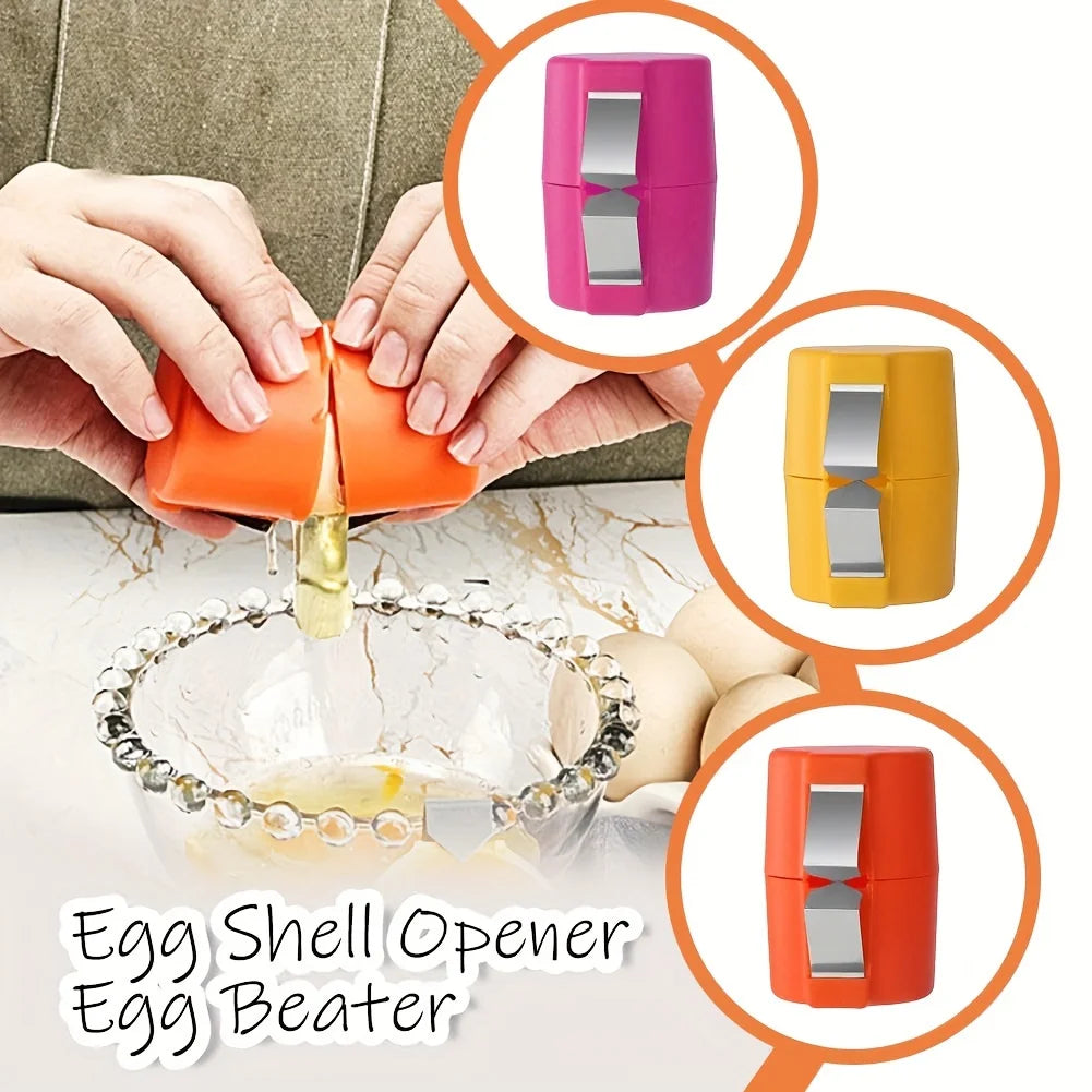 3 PCS Egg Shell Opener, 2025 New Egg Cracker for Raw Eggs, Hard Boiled Egg Peeler Egg Cube Egg Separator Handheld Tool Zpaxo