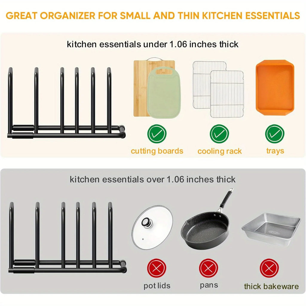 Multi-Functional Iron Kitchen Rack Space-Saving Iron Kitchen Rack for Cutting Boards & Baking Pans Storage with Wire Mesh Basket Zpaxo