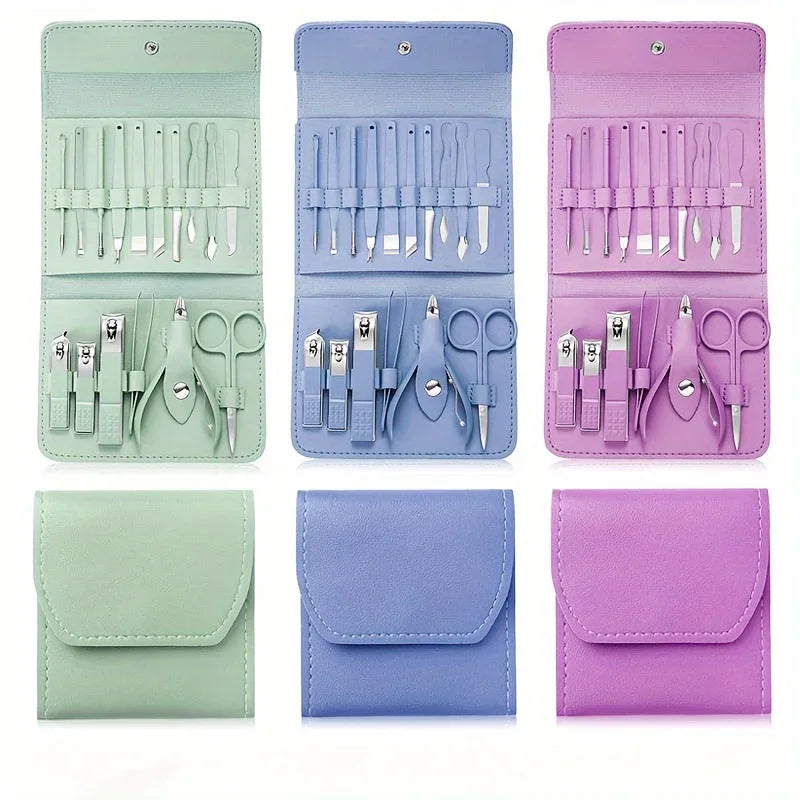16Pcs Professional Manicure Pedicure Set Nail Clippers Cuticle Nippers Kit With Travel Case Zpaxo
