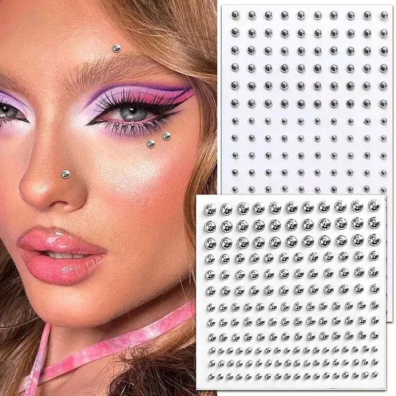 Silvery Fake Lip Eyebrow Ear Stickers Non Piercied Earring