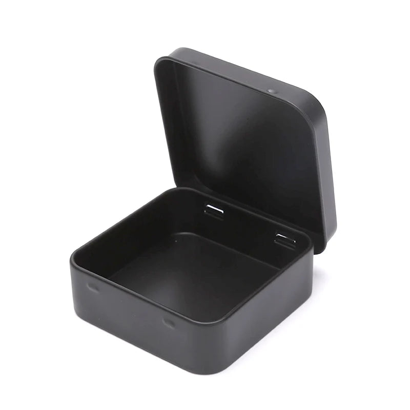 CMMini Square Small Tin Box Metal Hinged Flip Storage Case Jewelry