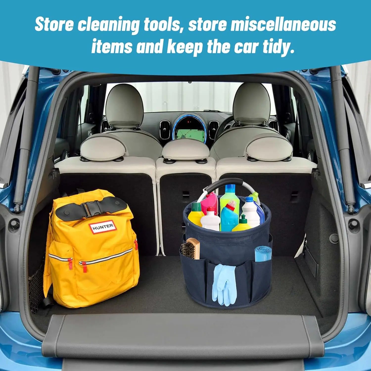 Portable Cleaning Caddy 17L Foldable Cleaning Bucket with Handle Organizer Bag for Towels Cleaning Tools Bathroom Kitchen Home Zpaxo