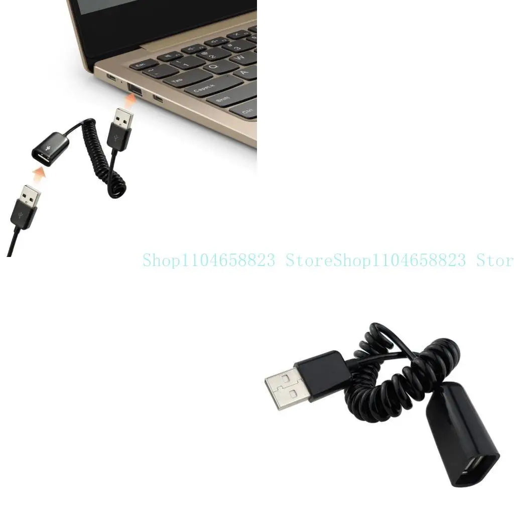 652F Spring Loaded USB2.0 Male to Female Extender Cord For Charging Data Transmission Zpaxo
