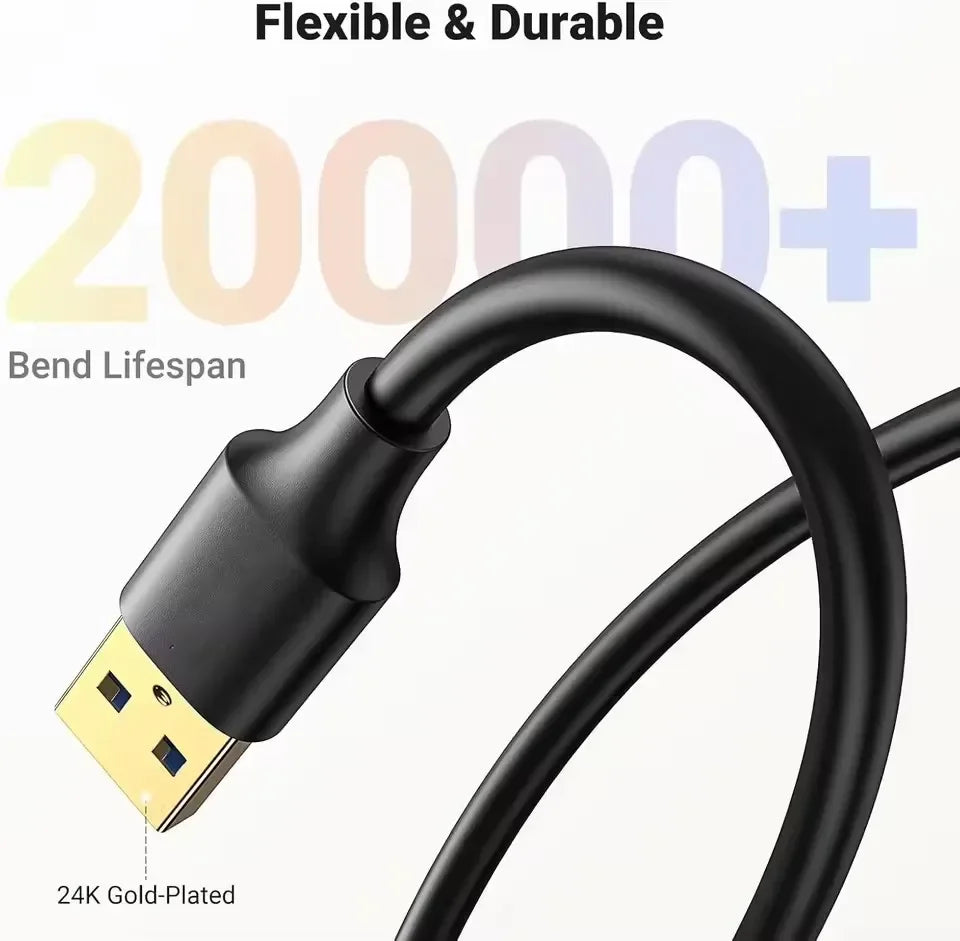 High Speed USB 3.0 Extension Cable 3/2/1M Data Sync Extender Cord for Smart TV PS4 Xbox - Fast Transfer USB 3.0 Cable Zpaxo