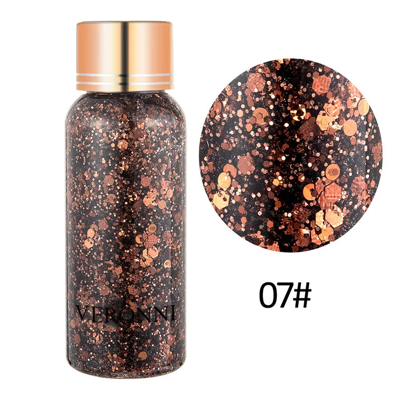 Body Sparkling Sequins Glitter Gel Eyeshadow,Stage Glitter Eyeshadow Highgloss Face Brighten Stage Makeup For Music festival Zpaxo 07