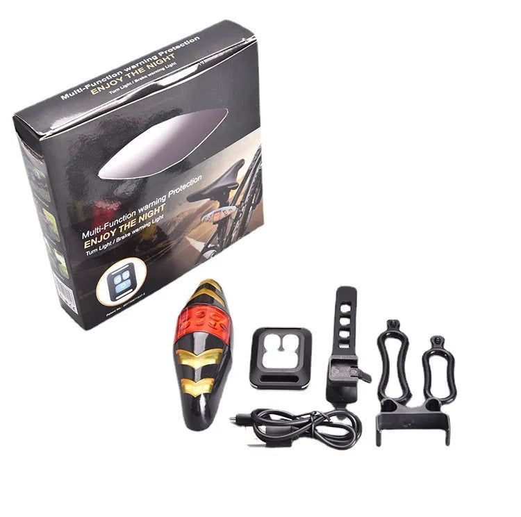 Bicycle Tail Light Mountain Bike USB Smart Charging Remote Steering Light Night Riding Warning Tail Light Cycling Outdoor Gear Zpaxo T2
