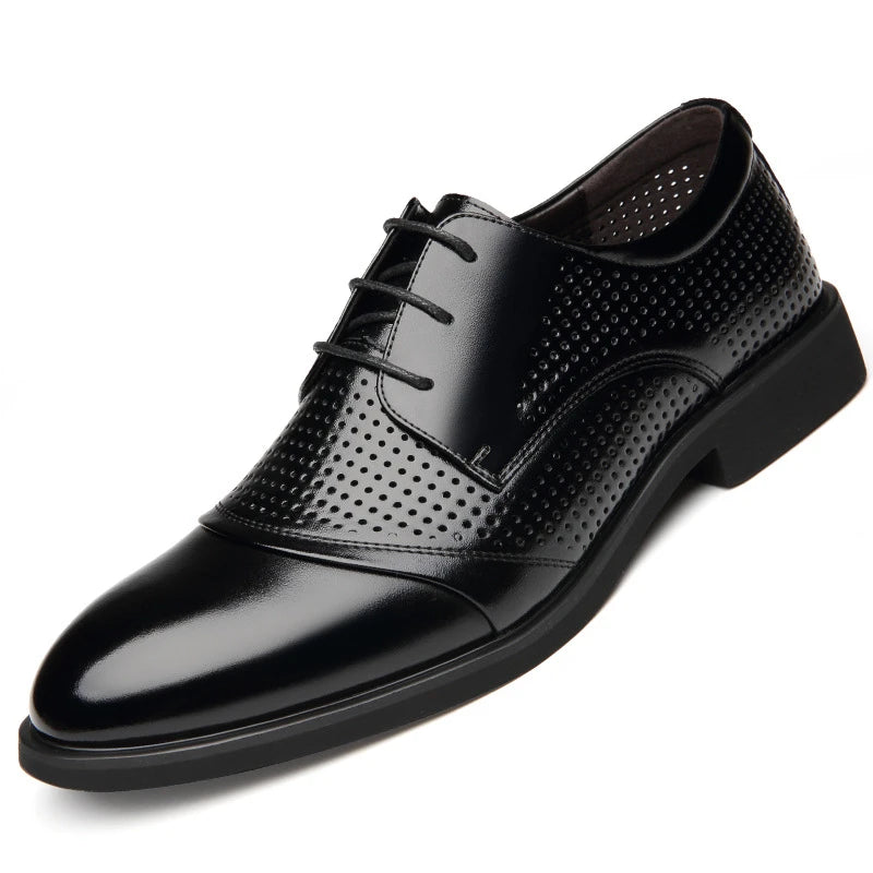 Mens Summer Formal Business Low Leather Shoes Perforated Lace Up Zpaxo Black Hollow 43 China Mainland