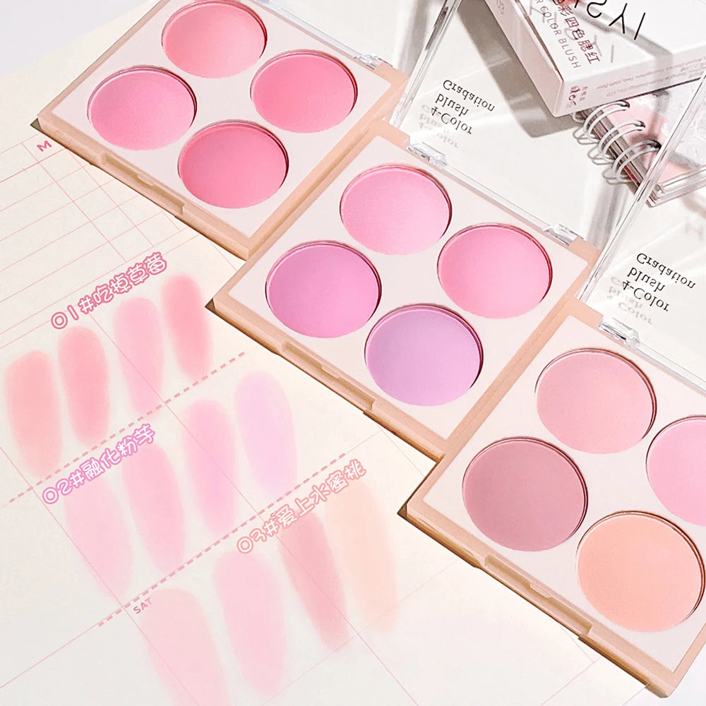Smart 4-Color Matte Blush Palette – Natural Glow, Easy to Blend, Lightweight Cheek Color for Nude Makeup & Festival Looks Zpaxo