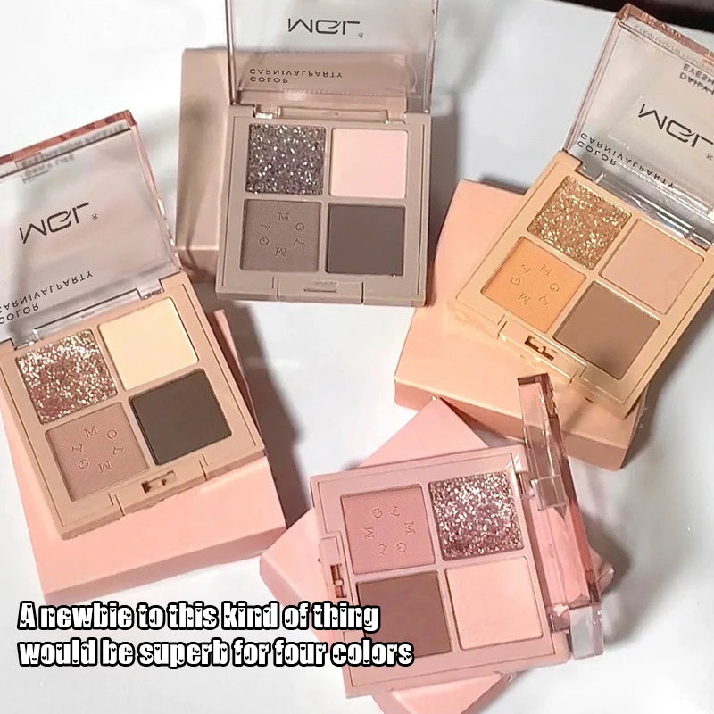4Color Nature Eyeshadow Palette Earth Brown Eye Makeup Long Lasting Eye Shadow Glitter Matte Eyeshadow Korean Eye Makeup Palette Zpaxo
